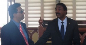 Anil Nandall [left) and Attorney General, Basil Williams. [iNews' Photo]