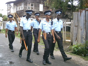 Police foot patrol in the Albouystown Community. [Kaieteur News' Photo]