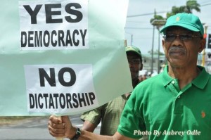 Opposition Leader David Granger during his recent protest for Local Government Elections. 