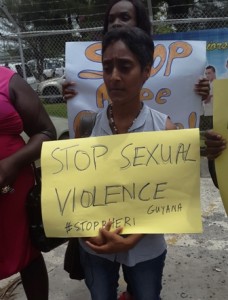 Sherlina Nageer during the protest in front the Ministry of Health. [iNews' Photo]