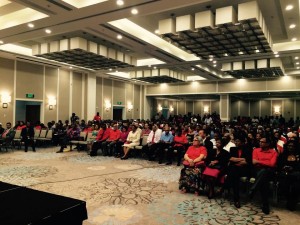 A section of the gathering at the launch of the PPP/C Manifesto at the Guyana Marriott.