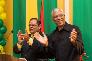 President and Prime Minister elect, David Granger [right) and Moses Nagamootoo.