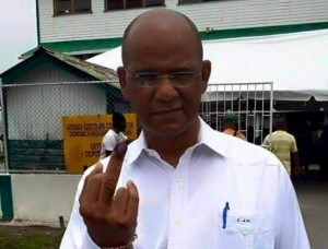 General Secretary of the PPP, Clement Rohee after voting.