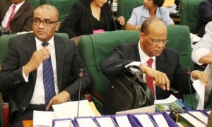 Opposition Leader, Bharrat Jagdeo [left) and PPP General Secretary, Clement Rohee. [Stabroek News' Photo]