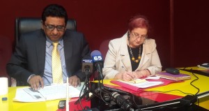 Former Attorney General, Anil Nandlall and PPP Parliamentarian, Gail Teixeira. [iNews' Photo]