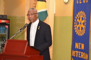 President David Granger addresses the gathering at the Rotary Club of New Amsterdam’s World Understanding and Peace Dinner, held in Berbice Saturday evening
