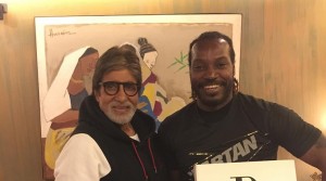 Amitabh Bachchan hosted West Indies batsman Chris Gayle with India set to face the Caribbean team in the semi-finals of ICC World T20 on Thursday. [Source: Instagram) 